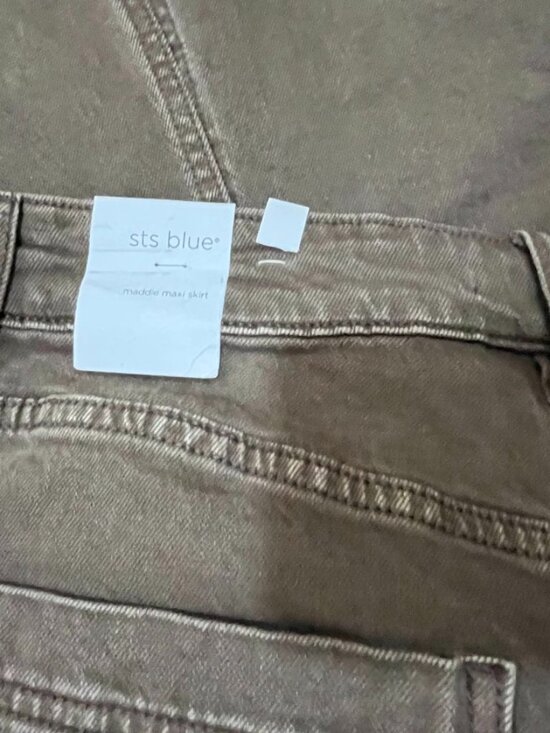 STS Blue Maddie Maxi Denim Skirt Olive Green 28 - Picture 5 of 9